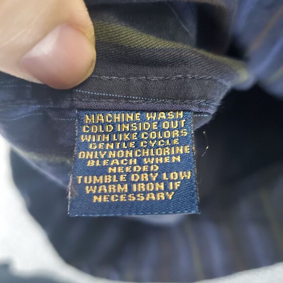 T. Harris Shirt Mens XXL Blue Striped Button-Down Long Sleeve Cotton Classic Fit - Picture 4 of 9